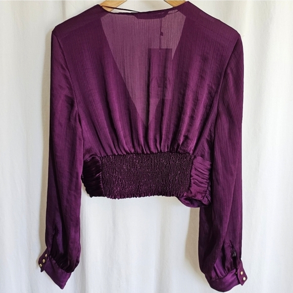 🇪🇦 Zara Purple Knotted Surplice Chiffon Blouse - Picture 9 of 16